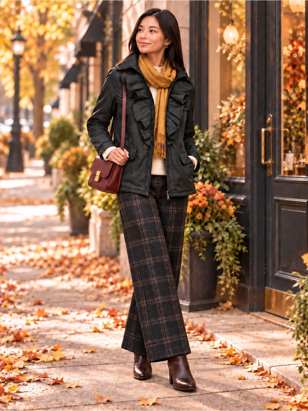 Lauren Ralph Lauren Petite S Black Ruffle Zip Jacket — Belt Missing